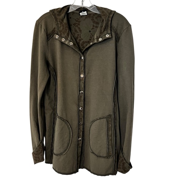 Vintage City Lights Olive Green Hooded Jacket Snap Front pockets Medium
Y2K - Picture 2 of 14